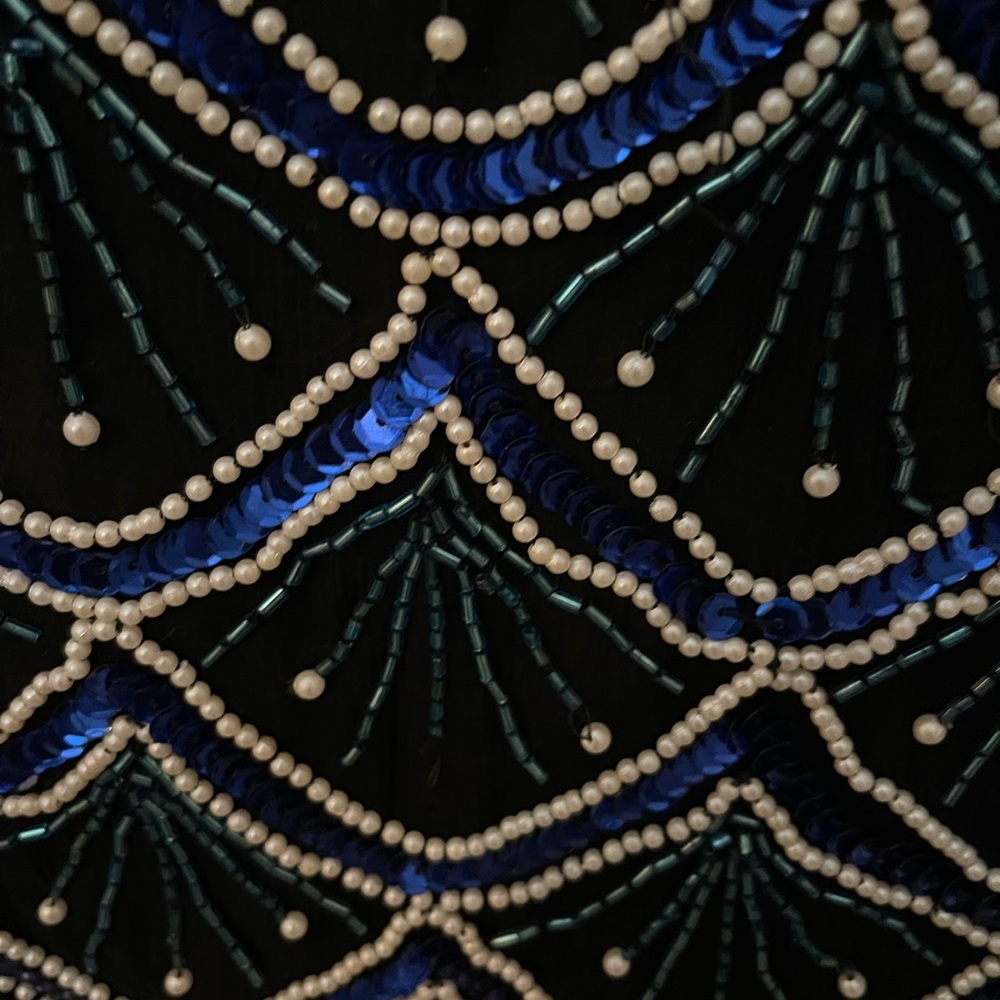 Laurence Kazar vintage beaded sequined silk back zip short sleeve blouse Size S. - Picture 10 of 11
